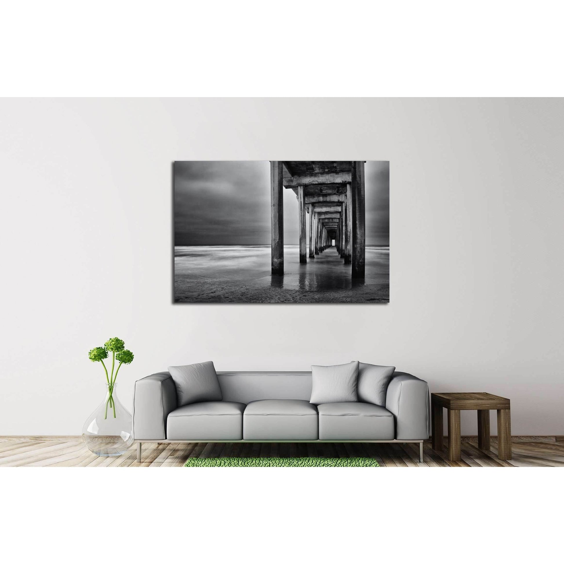 La Jolla beach, California, long exposure under the pylons, black and white image. №2675 Ready to Hang Canvas PrintCanvas art arrives ready to hang, with hanging accessories included and no additional framing required. Every canvas print is hand-crafted,