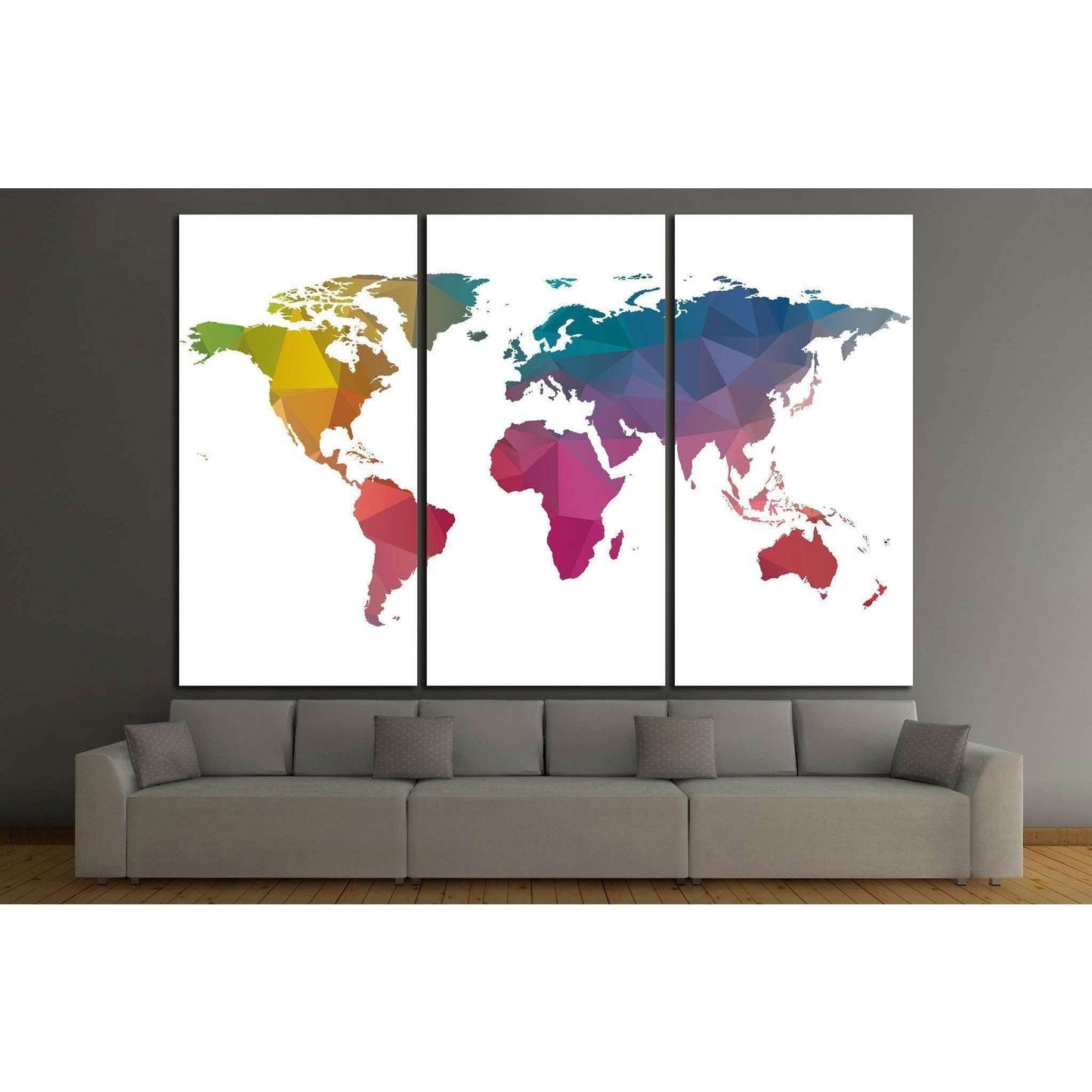 low Poly World Map №1455 Ready to Hang Canvas PrintCanvas art arrives ready to hang, with hanging accessories included and no additional framing required. Every canvas print is hand-crafted, made on-demand at our workshop and expertly stretched around 100