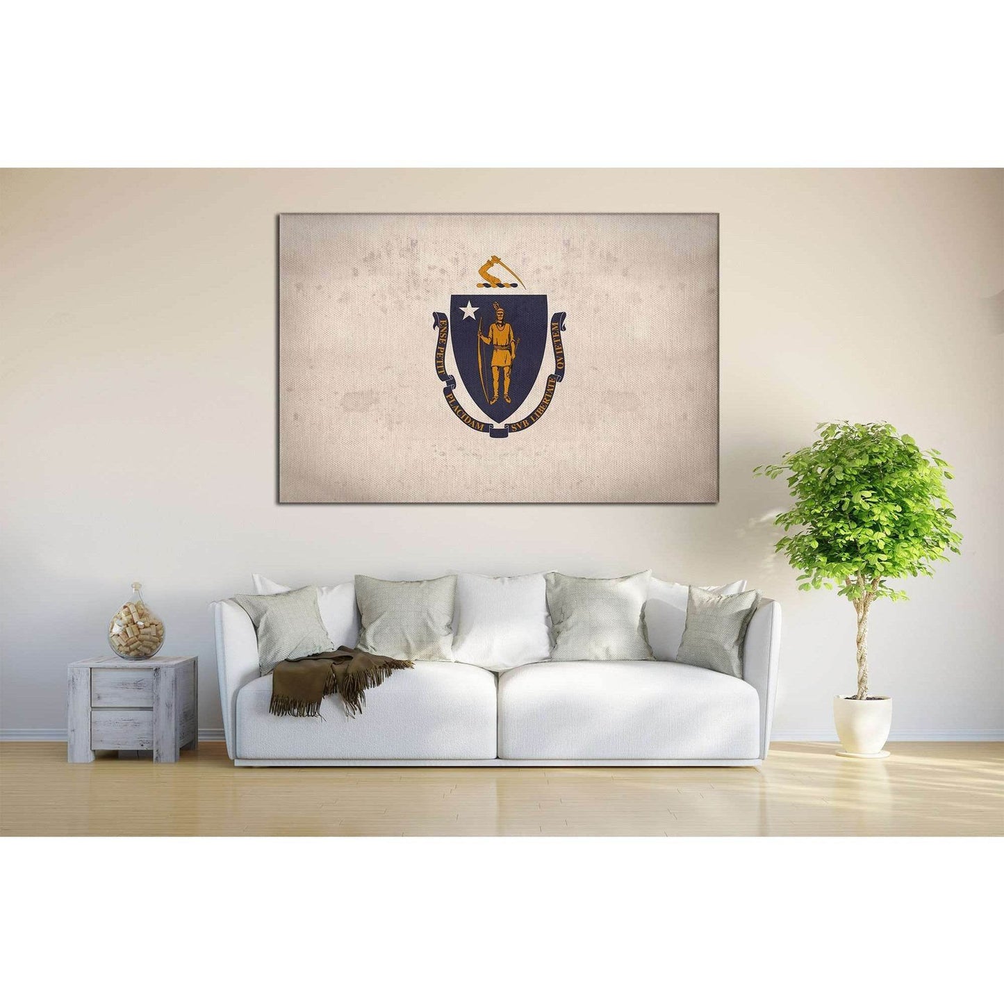 Massachusetts Flag №823 Ready to Hang Canvas PrintCanvas art arrives ready to hang, with hanging accessories included and no additional framing required. Every canvas print is hand-crafted, made on-demand at our workshop and expertly stretched around 100%