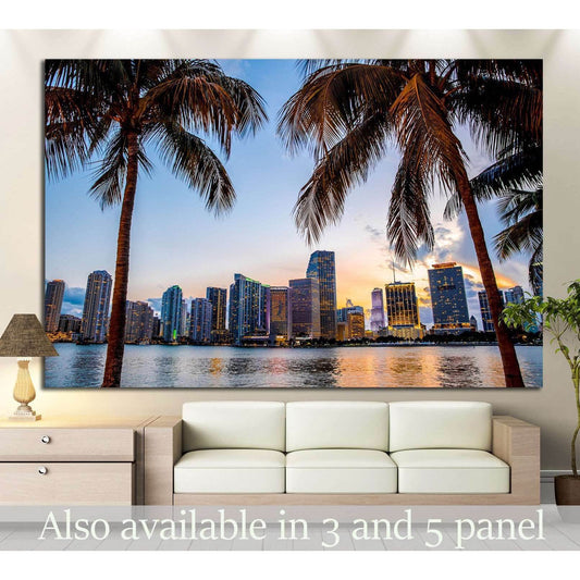 Miami, Florida skyline №1228 Ready to Hang Canvas PrintCanvas art arrives ready to hang, with hanging accessories included and no additional framing required. Every canvas print is hand-crafted, made on-demand at our workshop and expertly stretched around