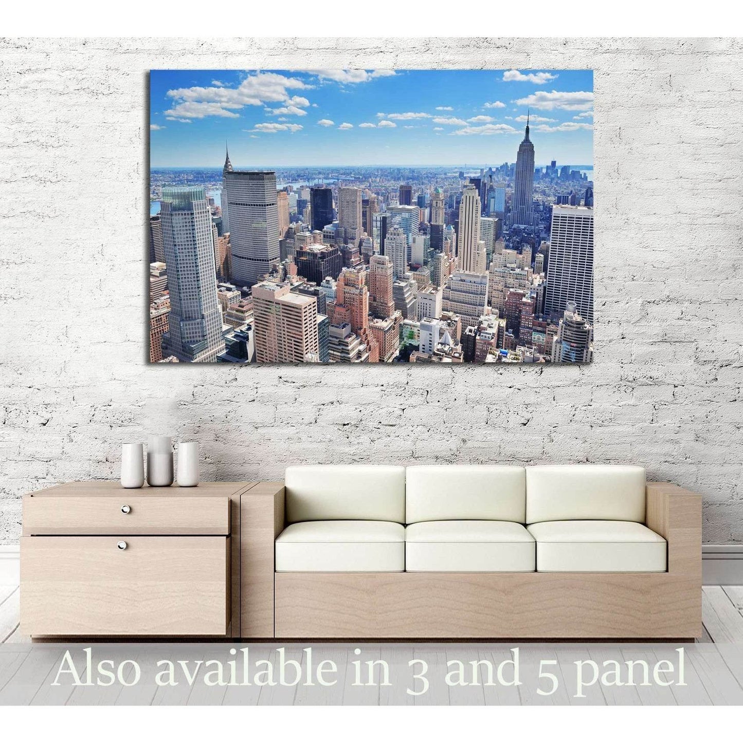 New York City Manhattan midtown aerial panorama view with skyscrapers №2599 Ready to Hang Canvas PrintCanvas art arrives ready to hang, with hanging accessories included and no additional framing required. Every canvas print is hand-crafted, made on-deman