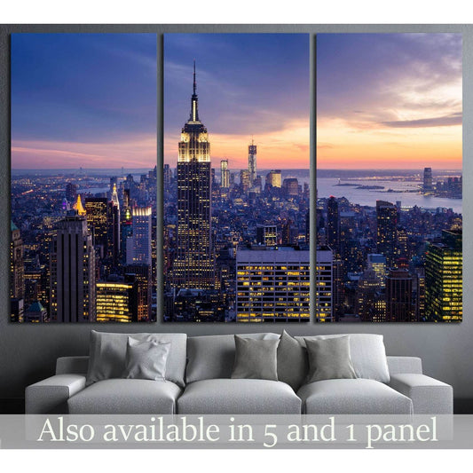 New York City with skyscrapers at sunset №2037 Ready to Hang Canvas PrintCanvas art arrives ready to hang, with hanging accessories included and no additional framing required. Every canvas print is hand-crafted, made on-demand at our workshop and expertl