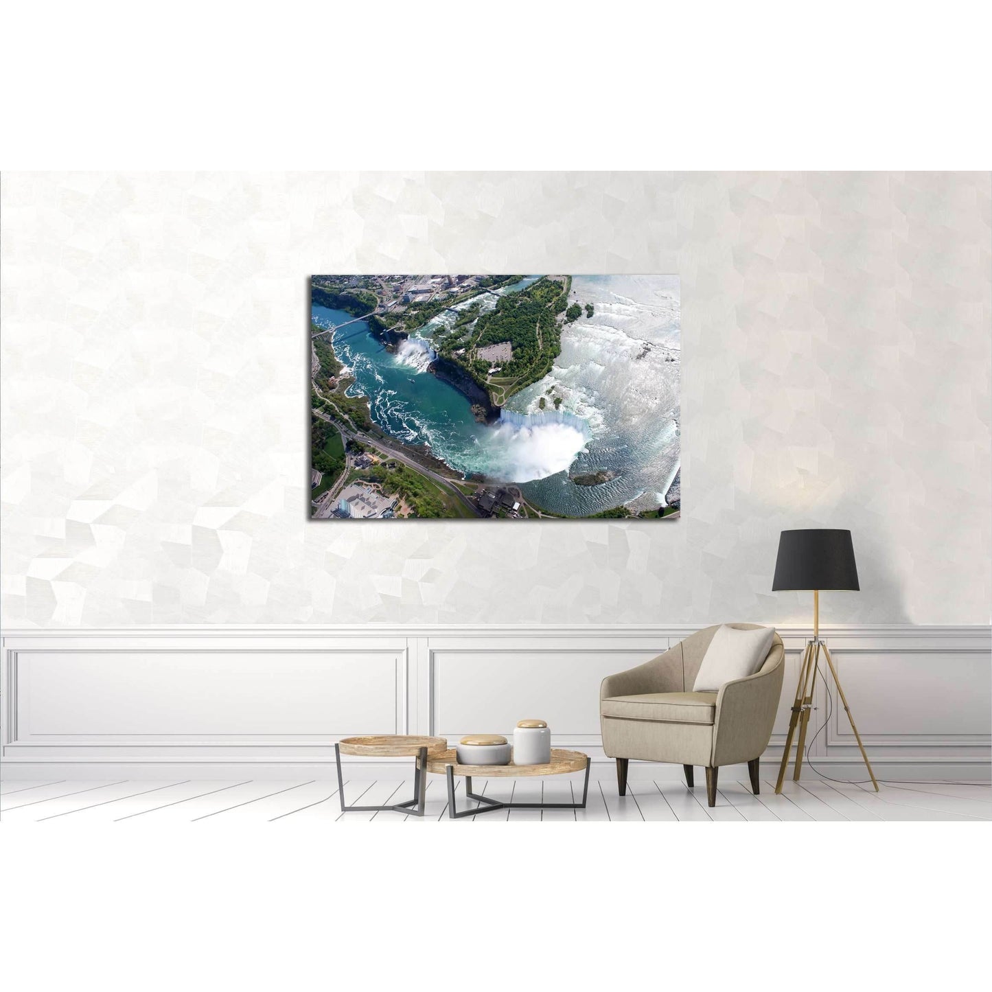 Niagara Falls American and Canadian side above view from Helicopter №3212 Ready to Hang Canvas PrintCanvas art arrives ready to hang, with hanging accessories included and no additional framing required. Every canvas print is hand-crafted, made on-demand