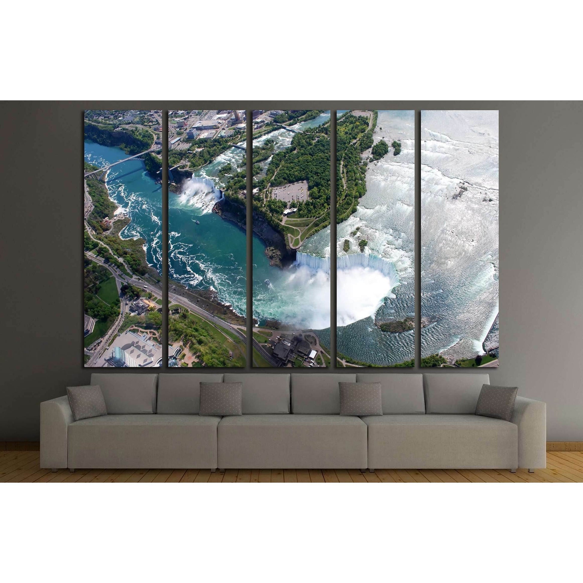 Niagara Falls American and Canadian side above view from Helicopter №3212 Ready to Hang Canvas PrintCanvas art arrives ready to hang, with hanging accessories included and no additional framing required. Every canvas print is hand-crafted, made on-demand