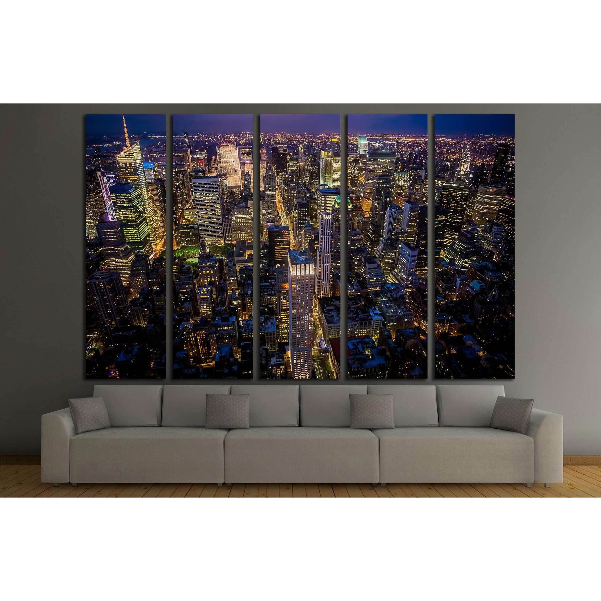 Night shot of Manhattan skyline from the Empire State building №2713 Ready to Hang Canvas PrintCanvas art arrives ready to hang, with hanging accessories included and no additional framing required. Every canvas print is hand-crafted, made on-demand at ou