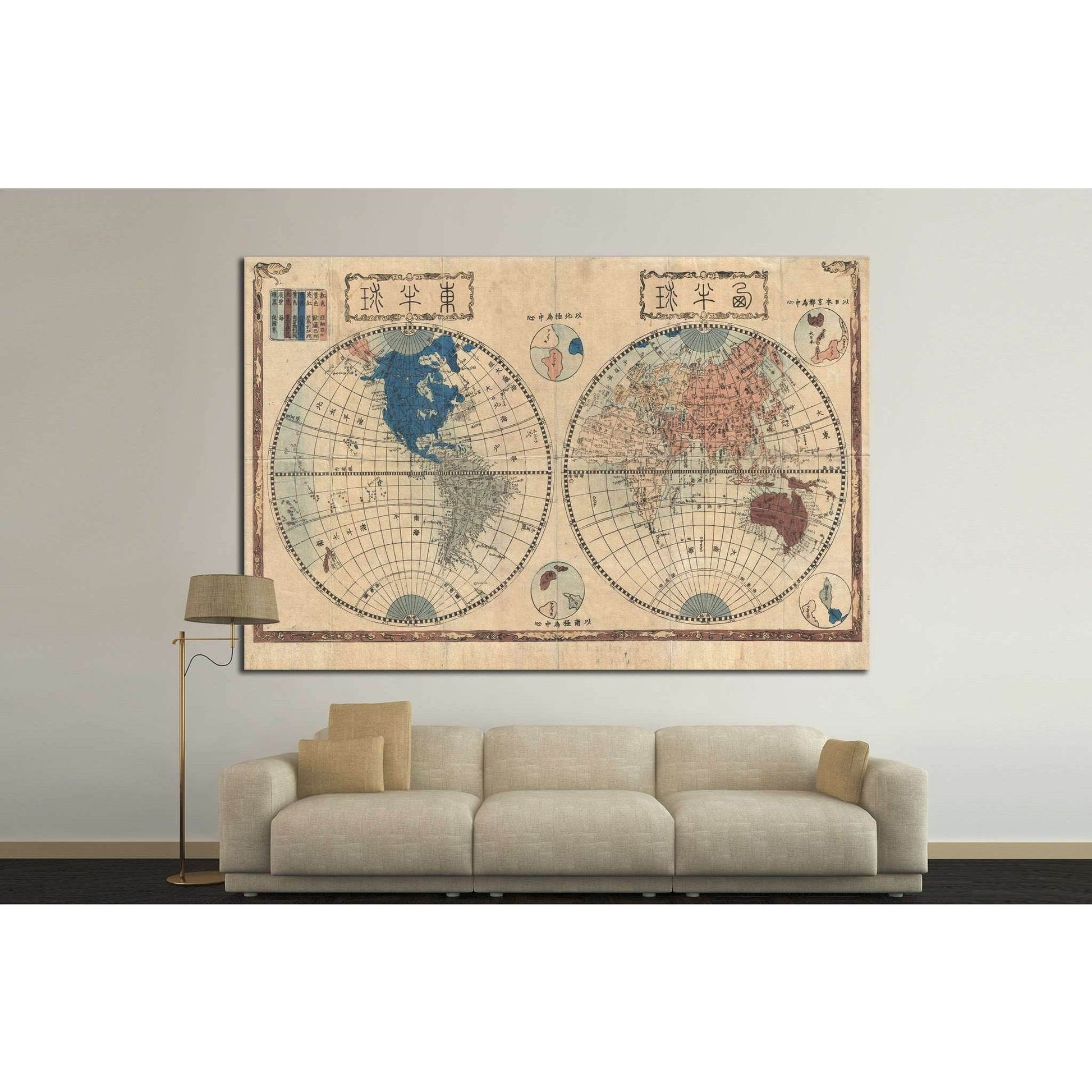 Old World Map №1479 Ready to Hang Canvas PrintCanvas art arrives ready to hang, with hanging accessories included and no additional framing required. Every canvas print is hand-crafted, made on-demand at our workshop and expertly stretched around 100% Nor