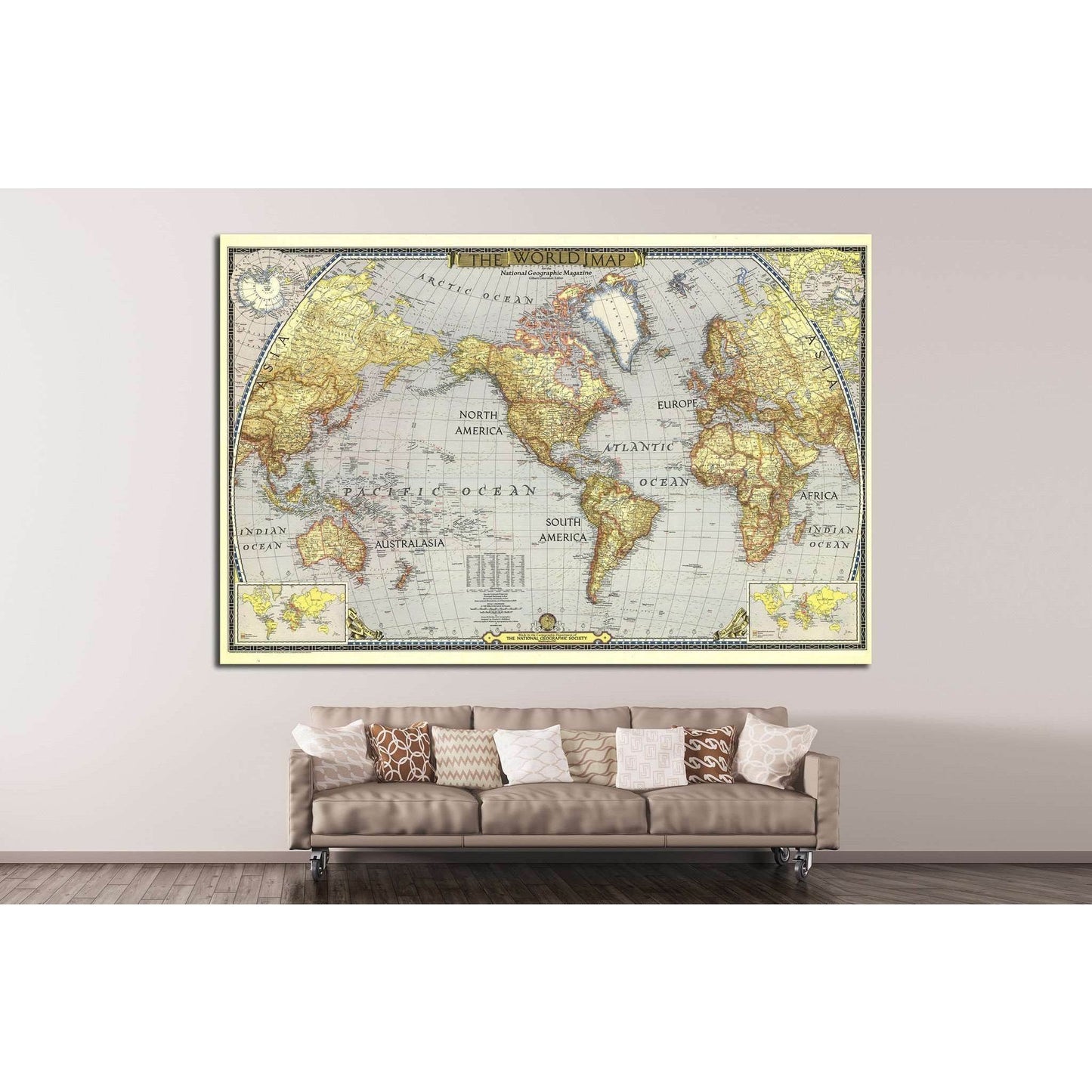 Old World Map №1482 Ready to Hang Canvas PrintCanvas art arrives ready to hang, with hanging accessories included and no additional framing required. Every canvas print is hand-crafted, made on-demand at our workshop and expertly stretched around 100% Nor