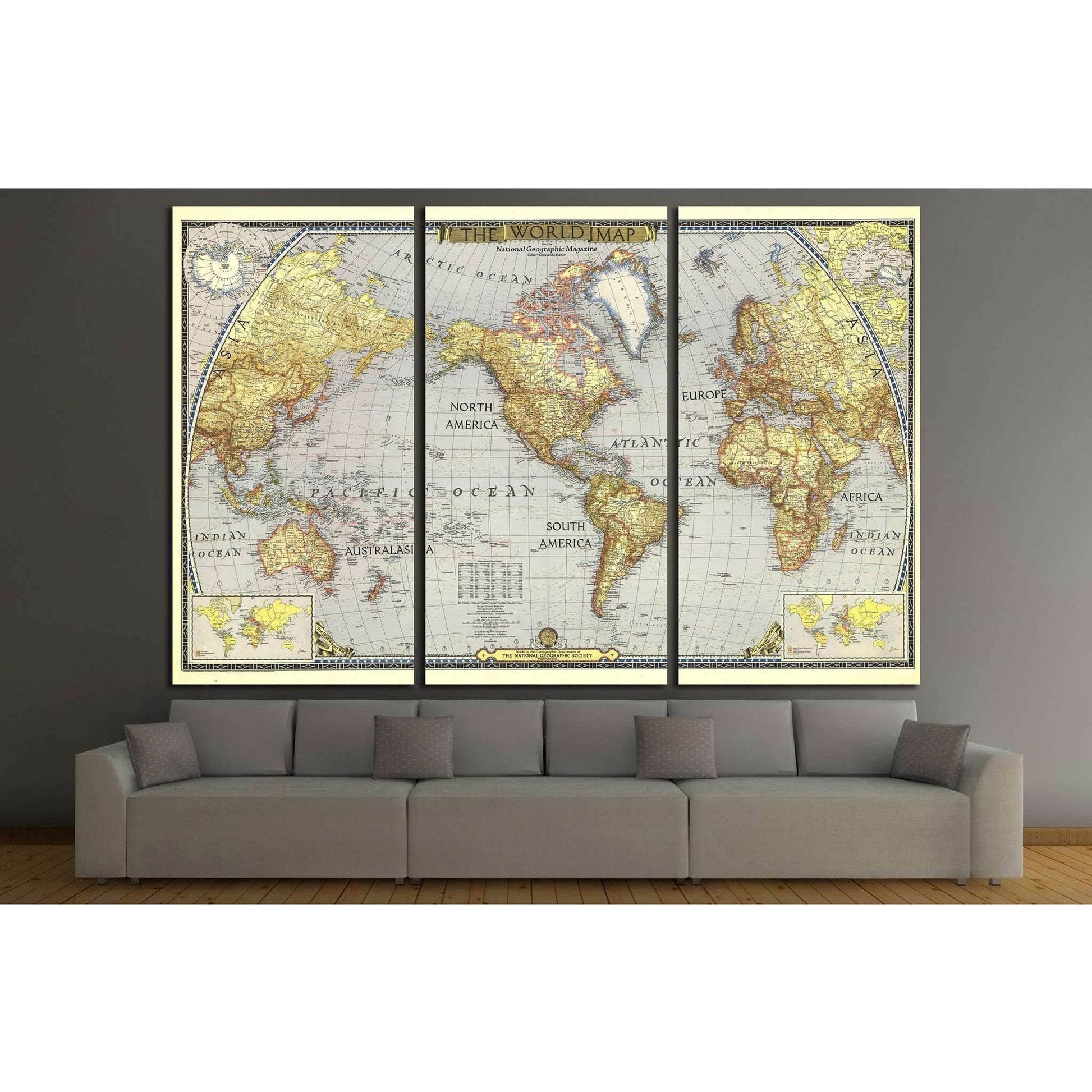 Old World Map №1482 Ready to Hang Canvas PrintCanvas art arrives ready to hang, with hanging accessories included and no additional framing required. Every canvas print is hand-crafted, made on-demand at our workshop and expertly stretched around 100% Nor