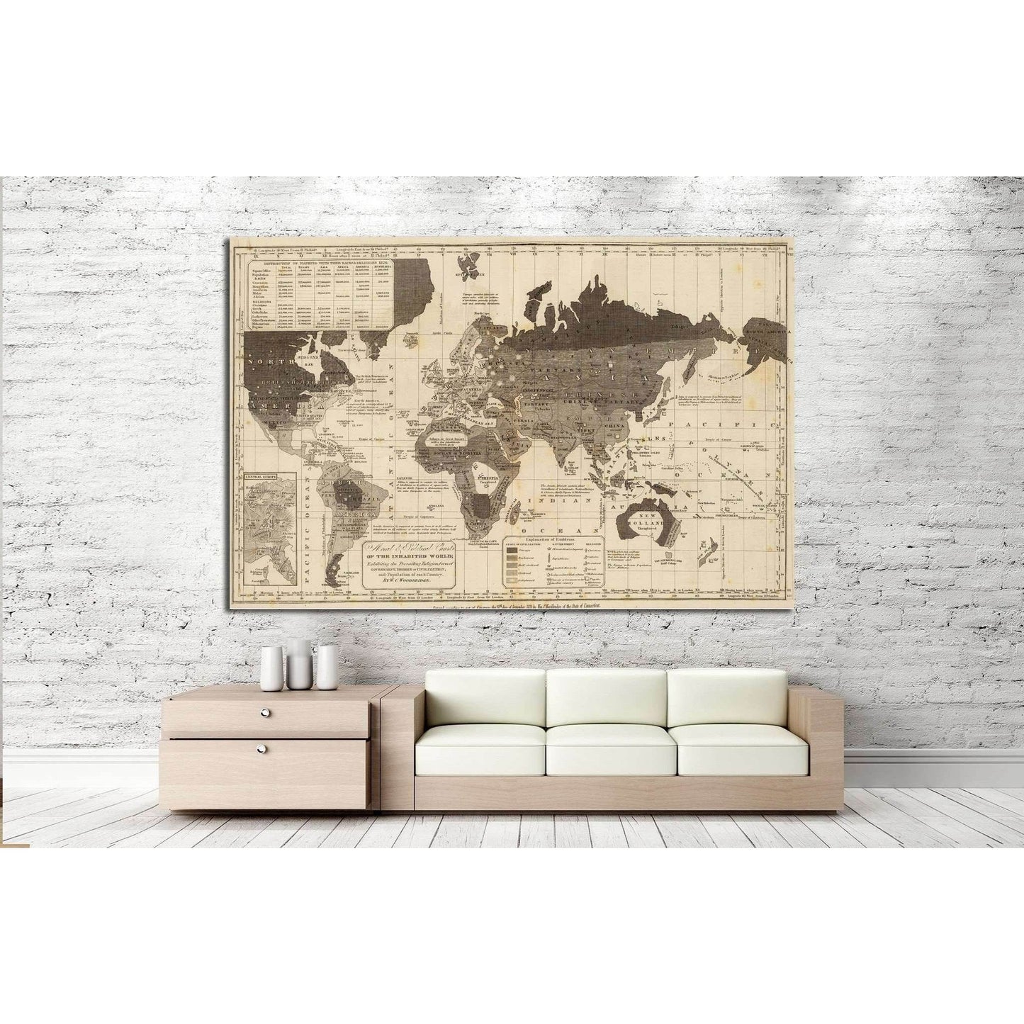 Old World Map №1491 Ready to Hang Canvas PrintCanvas art arrives ready to hang, with hanging accessories included and no additional framing required. Every canvas print is hand-crafted, made on-demand at our workshop and expertly stretched around 100% Nor