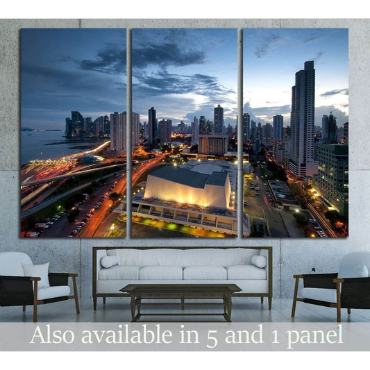 Panama City, city center skyline and Bay of Panama, Panama, Central America №2146 Ready to Hang Canvas PrintCanvas art arrives ready to hang, with hanging accessories included and no additional framing required. Every canvas print is hand-crafted, made on