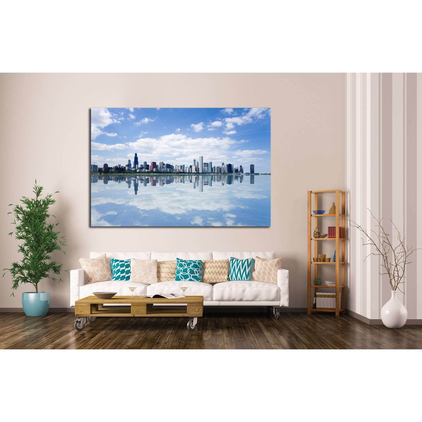 Panoramic view of Chicago city waterfront skyline. №2583 Ready to Hang Canvas PrintCanvas art arrives ready to hang, with hanging accessories included and no additional framing required. Every canvas print is hand-crafted, made on-demand at our workshop a