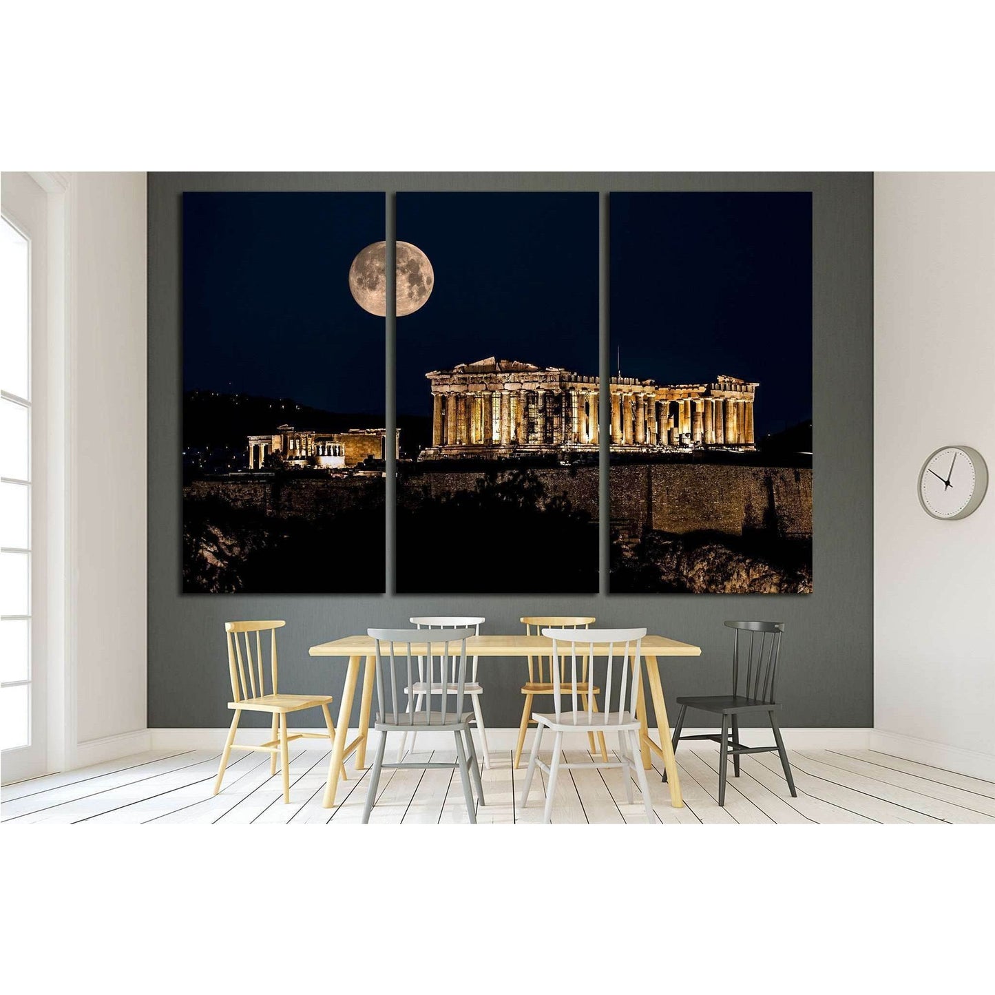 Parthenon of Athens at Night with Full Moon, Greece №2081 Ready to Hang Canvas PrintCanvas art arrives ready to hang, with hanging accessories included and no additional framing required. Every canvas print is hand-crafted, made on-demand at our workshop