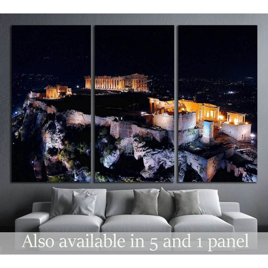 Parthenon, Propylaia in Acropolis hill, Athens historic center, Greece №2095 Ready to Hang Canvas PrintCanvas art arrives ready to hang, with hanging accessories included and no additional framing required. Every canvas print is hand-crafted, made on-dema