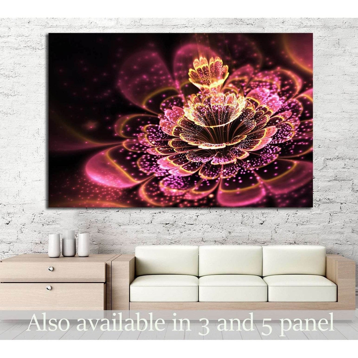 Pink fractal flower with golden glittering pollen №1422 Ready to Hang Canvas PrintCanvas art arrives ready to hang, with hanging accessories included and no additional framing required. Every canvas print is hand-crafted, made on-demand at our workshop an