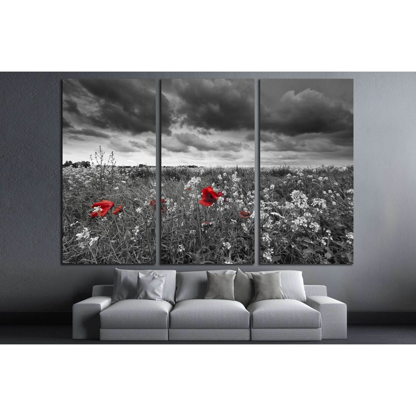 Poppies in a field in black and white №2670 Ready to Hang Canvas PrintCanvas art arrives ready to hang, with hanging accessories included and no additional framing required. Every canvas print is hand-crafted, made on-demand at our workshop and expertly s