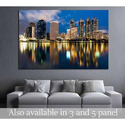 reflection of lighting city scape at night, bangkok №2260 Ready to Hang Canvas PrintCanvas art arrives ready to hang, with hanging accessories included and no additional framing required. Every canvas print is hand-crafted, made on-demand at our workshop