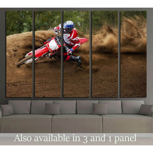 Rider driving in the motocross race №2483 Ready to Hang Canvas PrintCanvas art arrives ready to hang, with hanging accessories included and no additional framing required. Every canvas print is hand-crafted, made on-demand at our workshop and expertly str