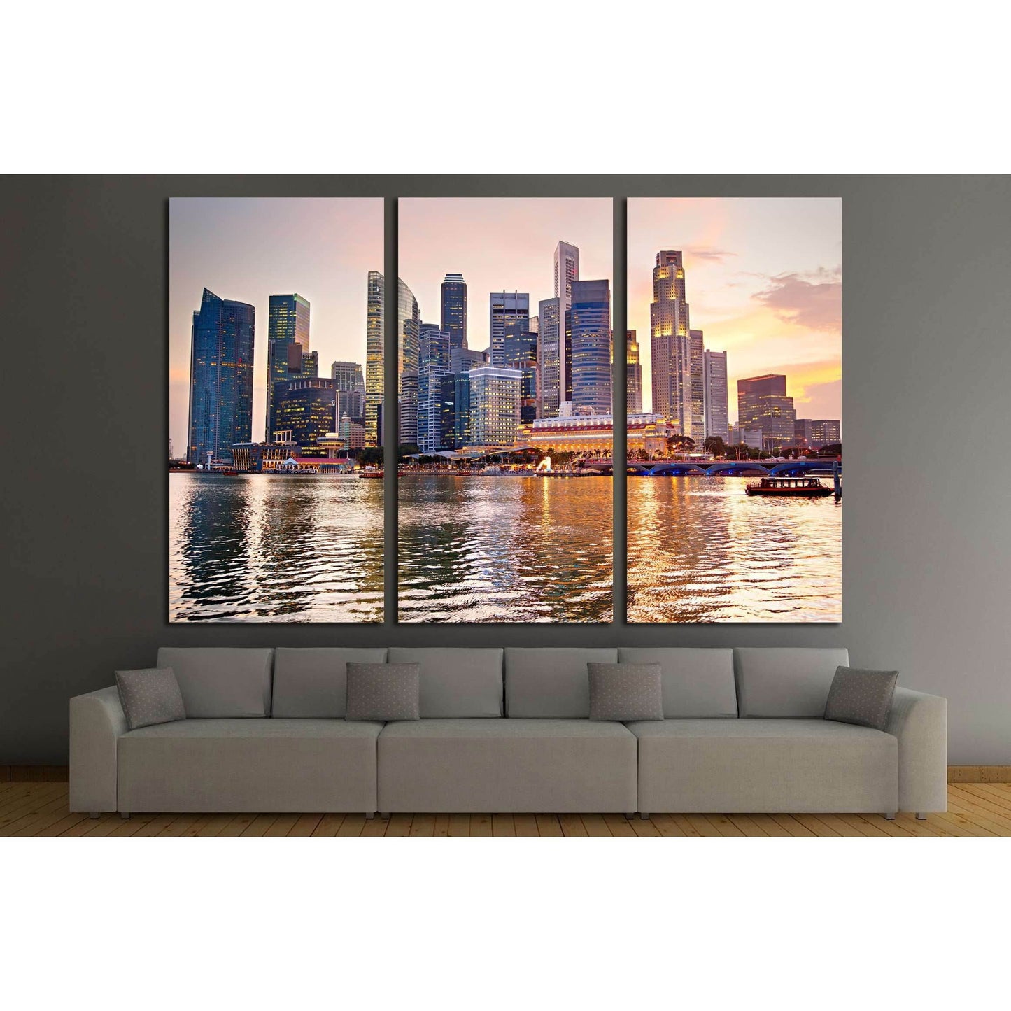 Skyline of Singapore at a beautiful sunset №2252 Ready to Hang Canvas PrintCanvas art arrives ready to hang, with hanging accessories included and no additional framing required. Every canvas print is hand-crafted, made on-demand at our workshop and exper