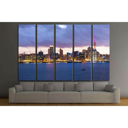 Skyline photo of the biggest city in the New Zealand, Auckland. The photo was taken after sunset across the bay №2278 Ready to Hang Canvas PrintCanvas art arrives ready to hang, with hanging accessories included and no additional framing required. Every c