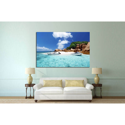 speed boat on the beach of Coco Island, Seychelles №2512 Ready to Hang Canvas PrintCanvas art arrives ready to hang, with hanging accessories included and no additional framing required. Every canvas print is hand-crafted, made on-demand at our workshop a