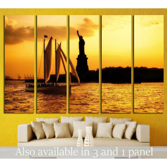 Statue of Liberty and a sailboat №1291 Ready to Hang Canvas PrintCanvas art arrives ready to hang, with hanging accessories included and no additional framing required. Every canvas print is hand-crafted, made on-demand at our workshop and expertly stretc