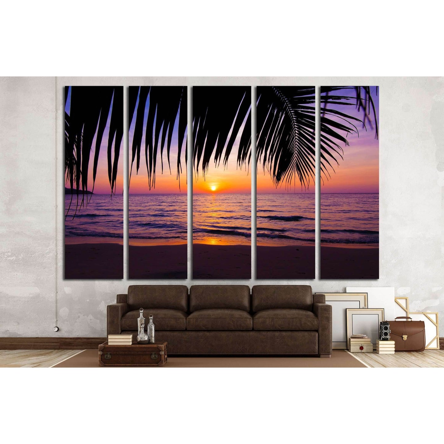 sunset landscape. beach sunset. palm trees silhouette on sunset tropical beach №3215 Ready to Hang Canvas PrintCanvas art arrives ready to hang, with hanging accessories included and no additional framing required. Every canvas print is hand-crafted, made