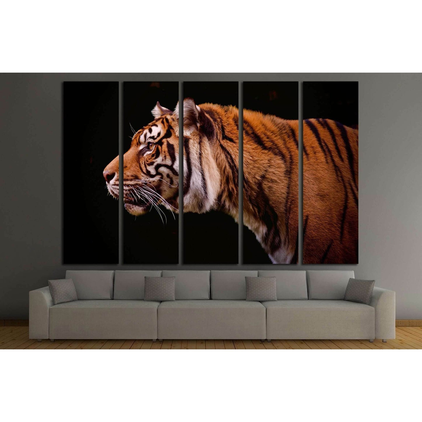 Tiger profile isolated on a black background №2341 Ready to Hang Canvas PrintCanvas art arrives ready to hang, with hanging accessories included and no additional framing required. Every canvas print is hand-crafted, made on-demand at our workshop and exp