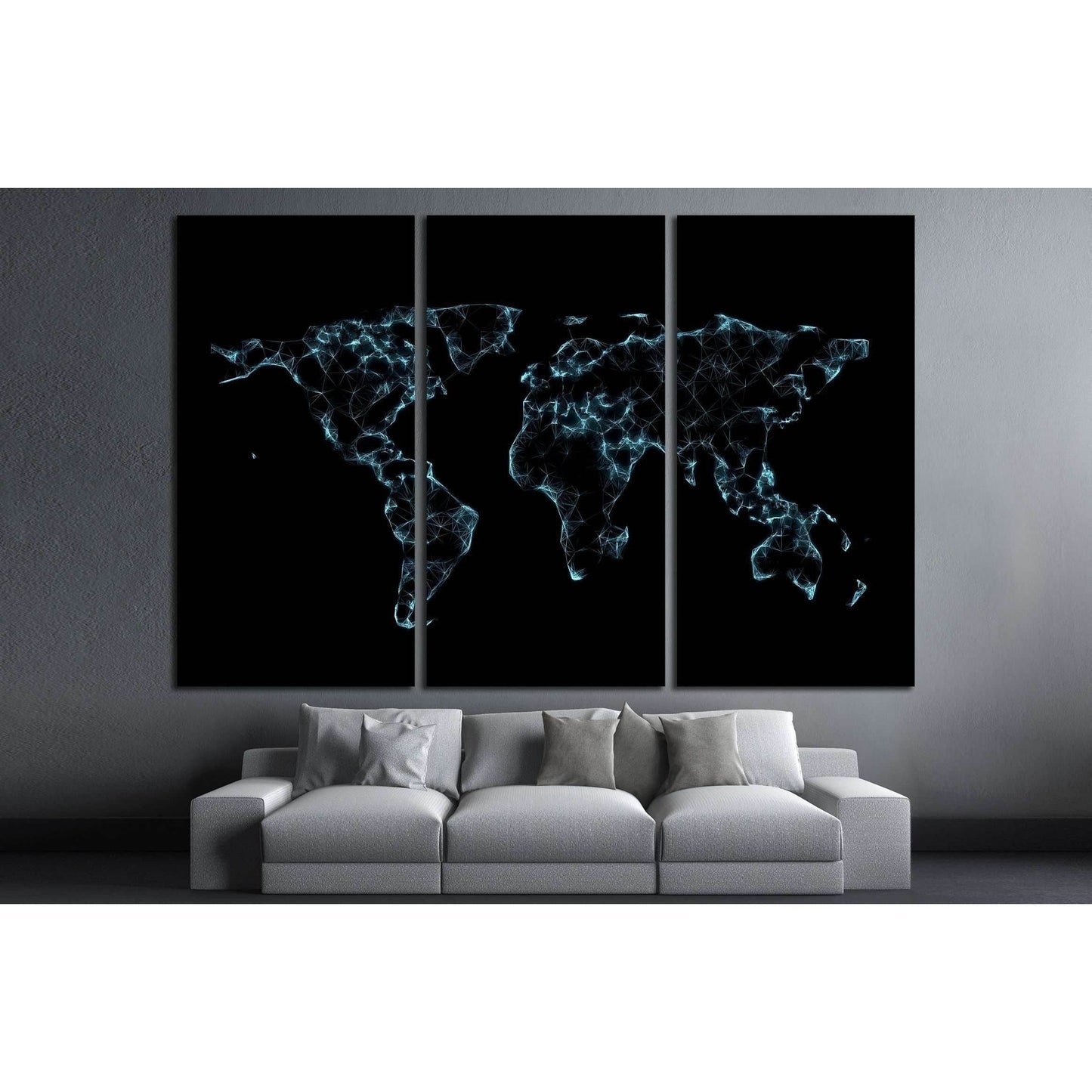 World map low poly on dark background. 3D render №2578 Ready to Hang Canvas PrintCanvas art arrives ready to hang, with hanging accessories included and no additional framing required. Every canvas print is hand-crafted, made on-demand at our workshop and